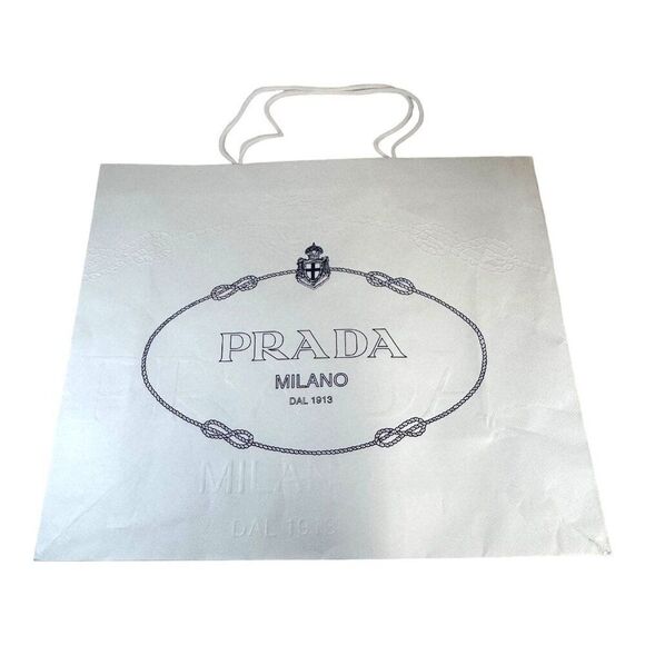 Prada Milano DAL 1913 Luxury White Paper Shopping Bag 22X18” Large Authentic - Picture 1 of 5